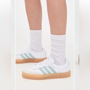 Sambae Adidas Women's White and Mint Sneakers